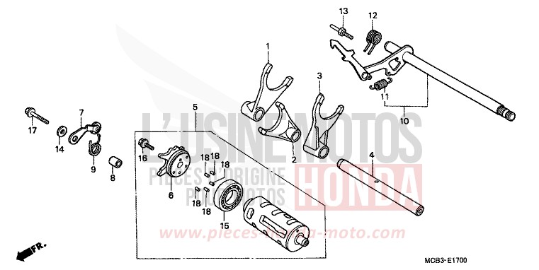GEARSHIFT DRUM for Transalp 650 MOODY BLUE METALLIC (PB296) from 2001